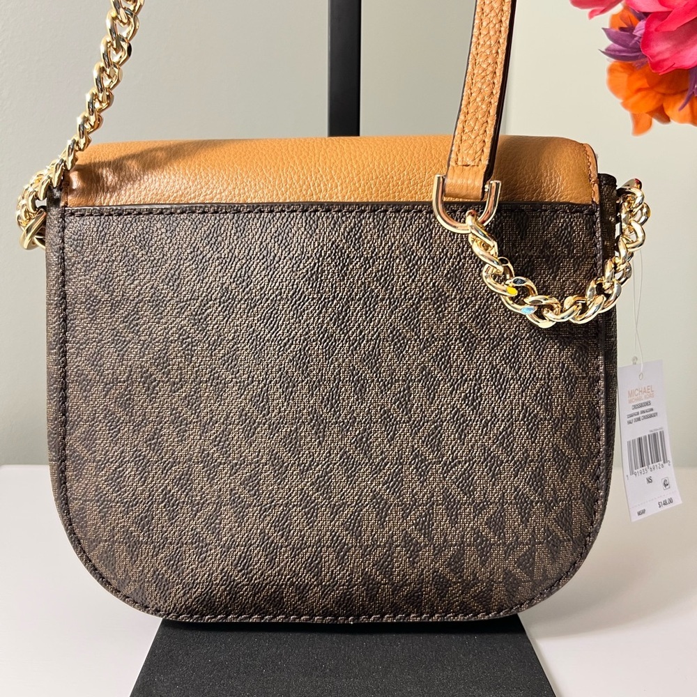 NWT Michael Kors Brown and Acorn Half Dome Crossbody Bag - Picture 5 of 12